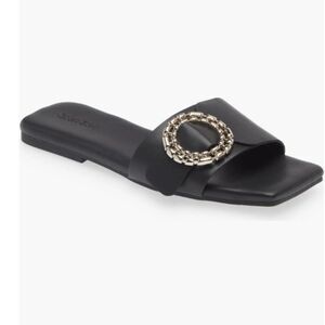 Open Edit Lely Slide Madalion Slide Square Toe Sandal